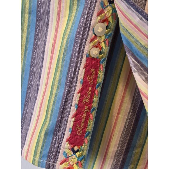 Robert Graham Shirt Men's Blue Striped Button Up Colorful Work Flip Cuff | M EUC - Picture 10 of 16